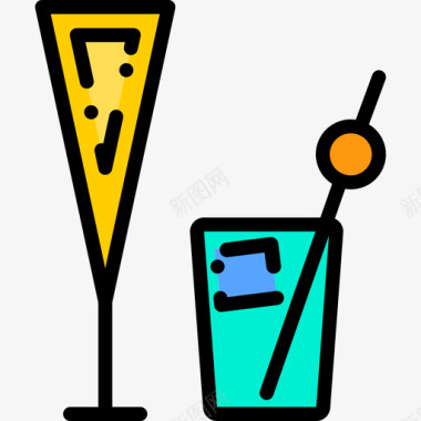 马提尼饮料和饮料5原色图标图标