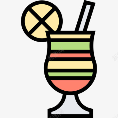 鸡尾酒饮料15线性颜色图标图标