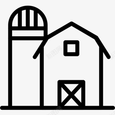 谷仓农业园艺线性图标图标
