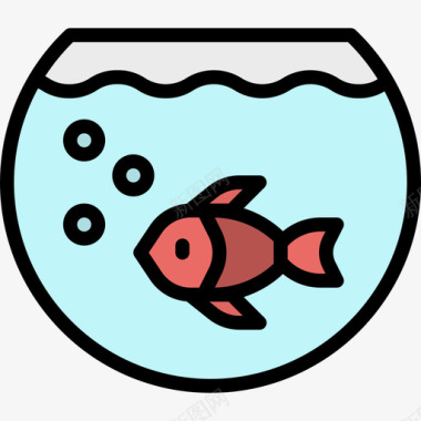 鱼缸家具38线性颜色图标图标