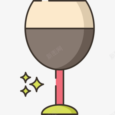 葡萄酒食品饮料6线性颜色图标图标