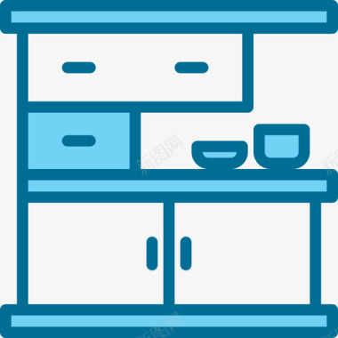 橱柜家具和家居装饰4蓝色图标图标