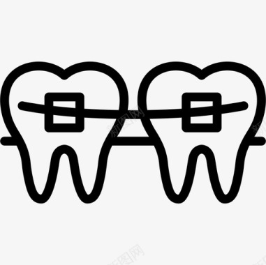 牙套牙科学4线性图标图标