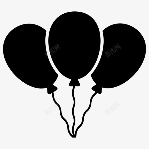 气球装饰聚会气球图标svg_新图网 https://ixintu.com 一串 儿童 兴趣 固体 图标 气球 爱好 聚会 装饰
