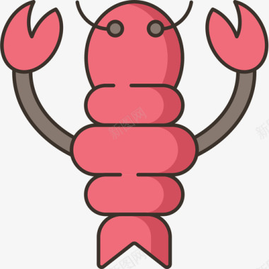 龙虾食品饮料6线色图标图标