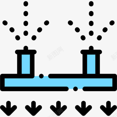 洒水器城市公园9线性颜色图标图标