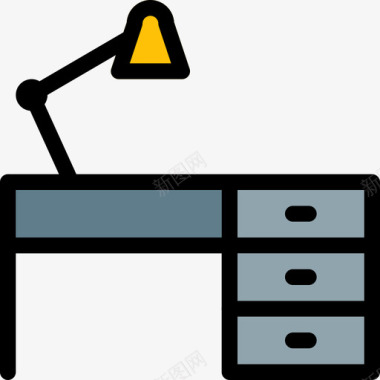 书桌家具85线性颜色图标图标