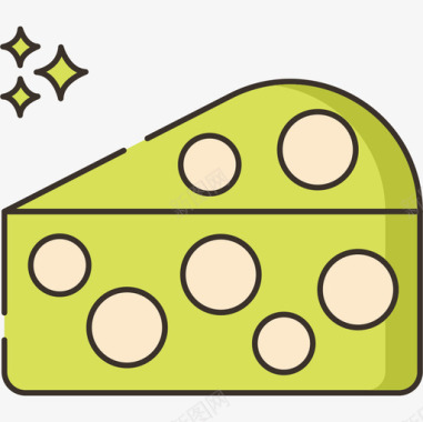 奶酪食品饮料6线性颜色图标图标