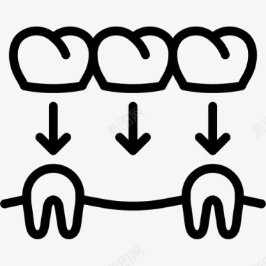 牙冠牙科学4线性图标图标