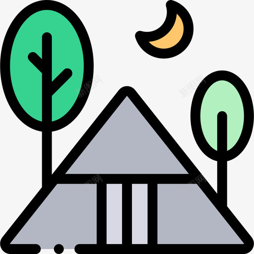 露营自由时间15线性颜色图标svg_新图网 https://ixintu.com 线性颜色 自由时间15 露营