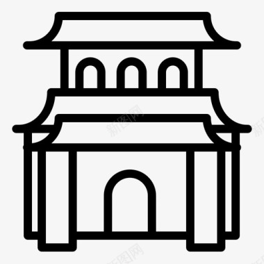 修道院建筑祈祷图标图标