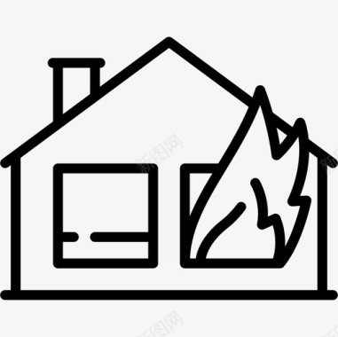燃烧的房子紧急服务27直线图标图标