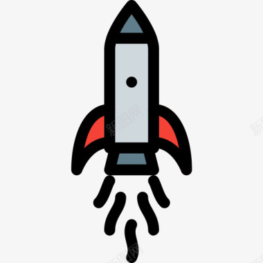 火箭太空94线性颜色图标图标