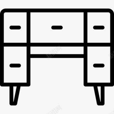 办公桌家具和家居装饰线性图标图标