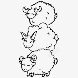 素描绵羊绵羊动物宠物图标高清图片
