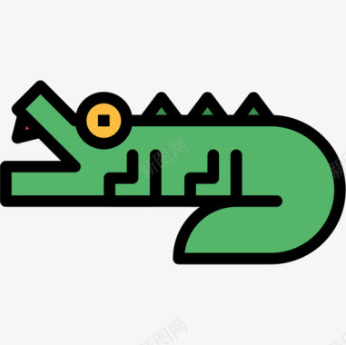 鳄鱼动物6线性颜色图标图标