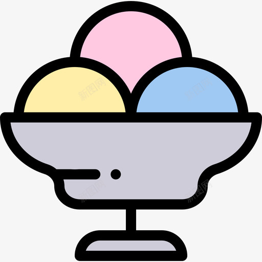 冰淇淋派对72线性颜色图标svg_新图网 https://ixintu.com 冰淇淋 派对 线性 颜色