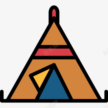 帐篷旅行165线性颜色图标图标