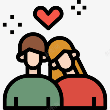 情侣爱情83线性颜色图标图标