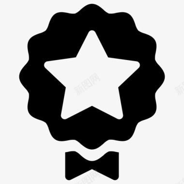 明星徽章授权丝带图标图标
