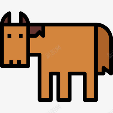 马动物6线性颜色图标图标