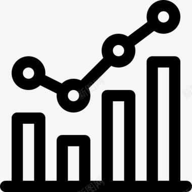 统计市场增长9线性图标图标