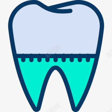 牙冠牙齿17线形颜色图标图标