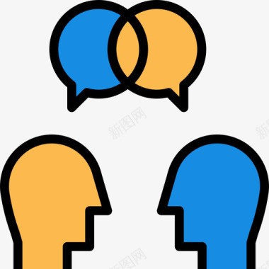 对话通信连接5线性颜色图标图标