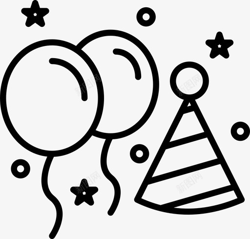 生日气球生日庆祝图标svg_新图网 https://ixintu.com 帽子 气球 生日 生日庆祝