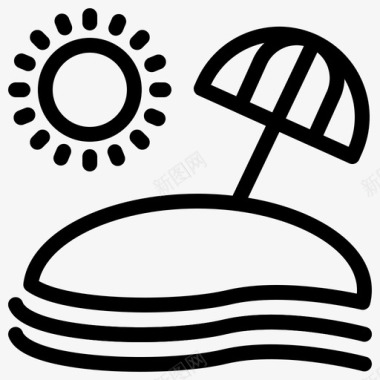 海滩夏天雨伞图标图标