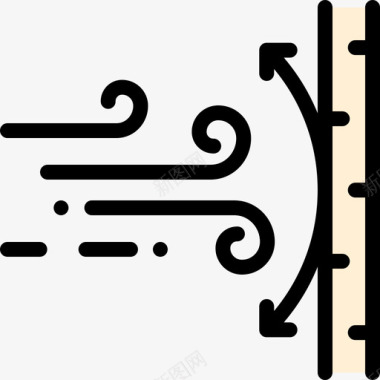 防风织物特征6线性颜色图标图标