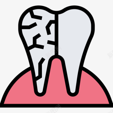 腐烂牙齿19线状颜色图标图标