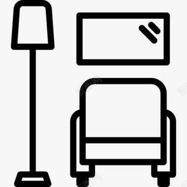 客厅家具和家居装饰线性图标图标
