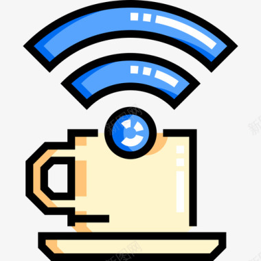 Wifi16号咖啡厅线性颜色图标图标