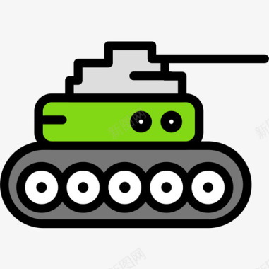 坦克军用27线性颜色图标图标