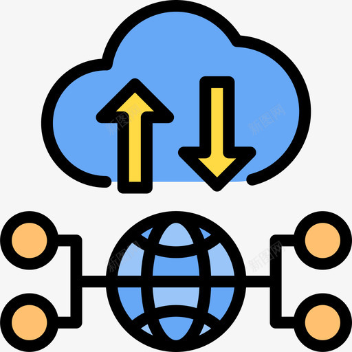 云计算云16线性颜色图标svg_新图网 https://ixintu.com 云计算 线性 颜色