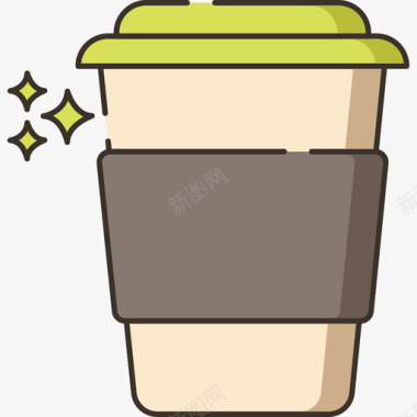 纸杯咖啡62线性颜色图标图标
