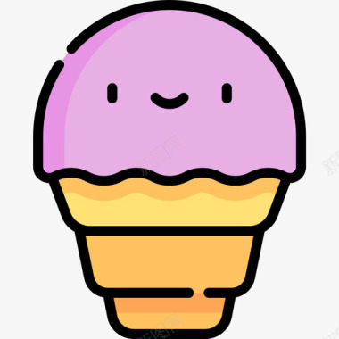 冰淇淋幸福8线性颜色图标图标