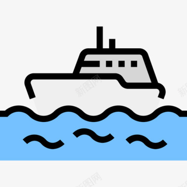 船旅行197线性颜色图标图标