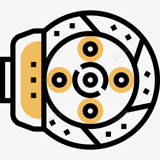 盘式制动器智能汽车3黄影图标svg_新图网 https://ixintu.com 制动器 智能 汽车 盘式 黄影