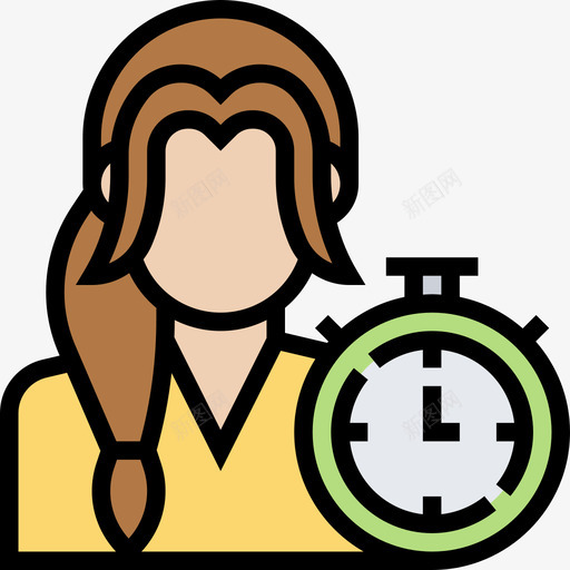 女性时间管理48线性颜色图标svg_新图网 https://ixintu.com 女性 时间管理 线性 颜色