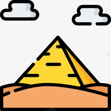 金字塔埃及23线性颜色图标图标