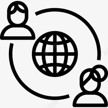 全球网络通信连接3线性图标图标