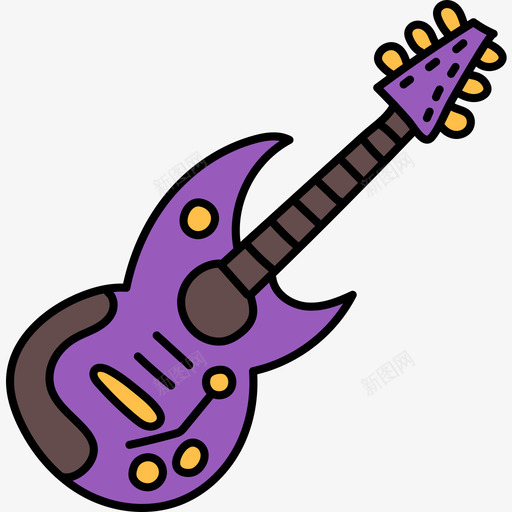 电吉他乐器17彩色图标svg_新图网 https://ixintu.com 乐器17 彩色 电吉他