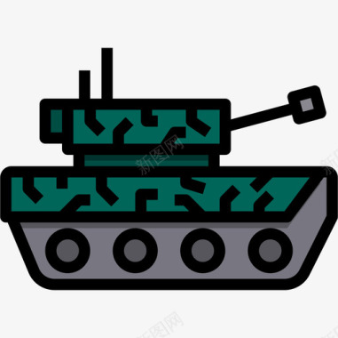 坦克陆军11线性颜色图标图标