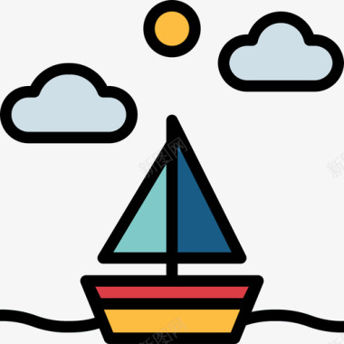 帆船旅行165线性颜色图标图标