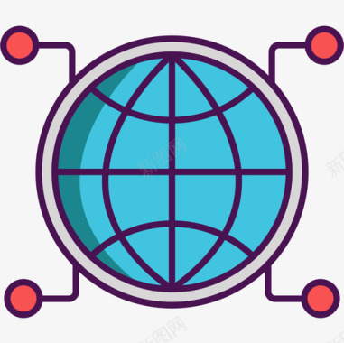 全球网络计算机科学3线性颜色图标图标