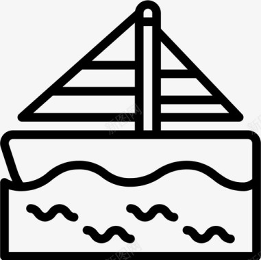 帆船钓鱼20直线型图标图标