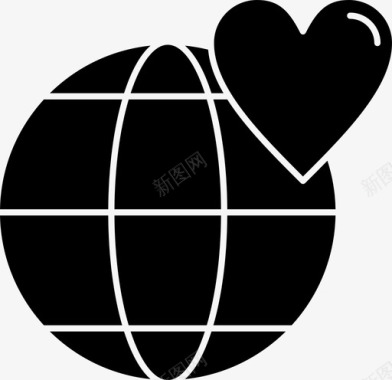 医疗地球仪心脏图标图标