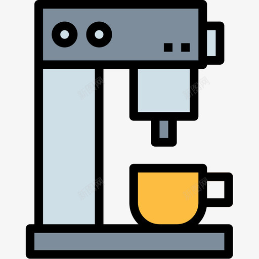 咖啡机厨房工具19线性颜色图标svg_新图网 https://ixintu.com 厨房 咖啡机 工具 线性 颜色